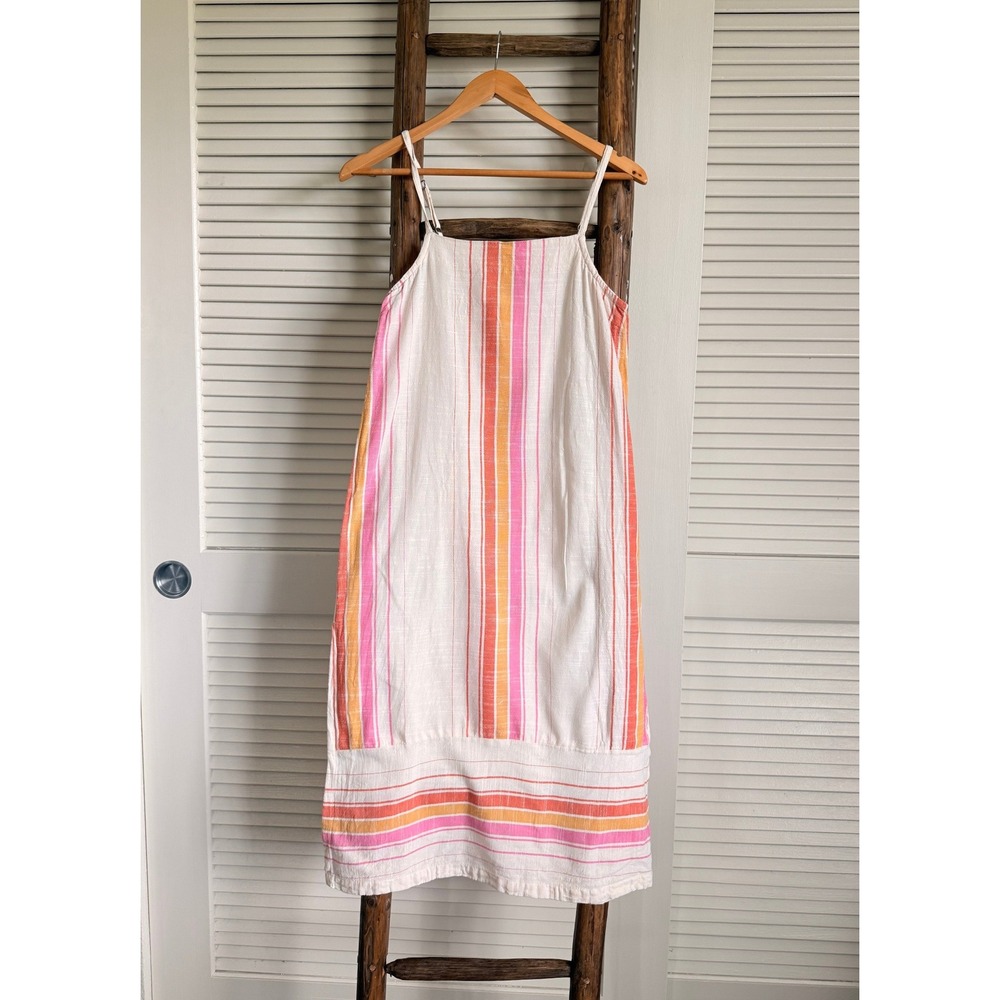 Rip Curl Striped Midi Dress XS‎ Pink Orange White